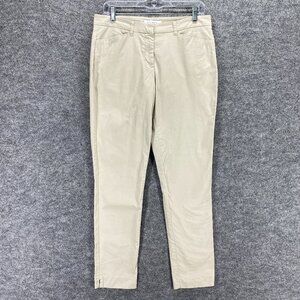 Nautica Dress Pants Women 6 Beige Flat Front Mid-Rise Classic Formal Cotton